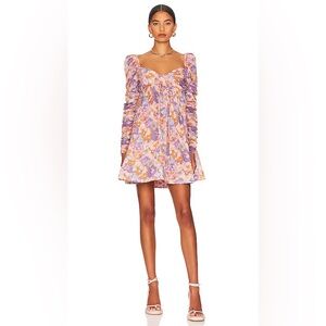 Zimmermann Violet Twist Front Mini Dress in Purple Multi Floral